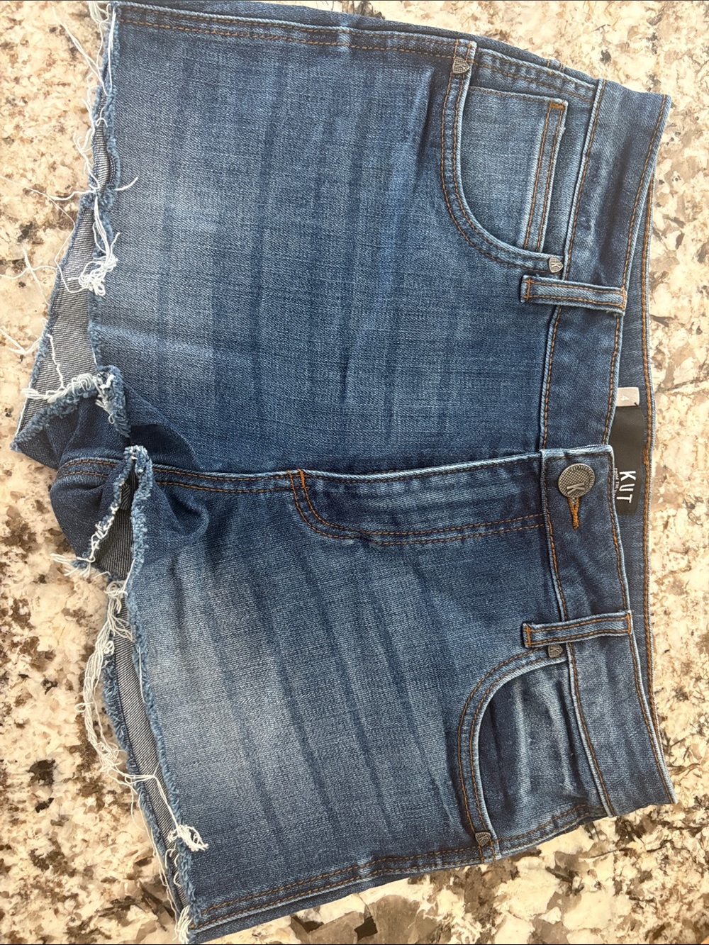 Kut from the Kloth Distressed Blue Denim Jean Shorts